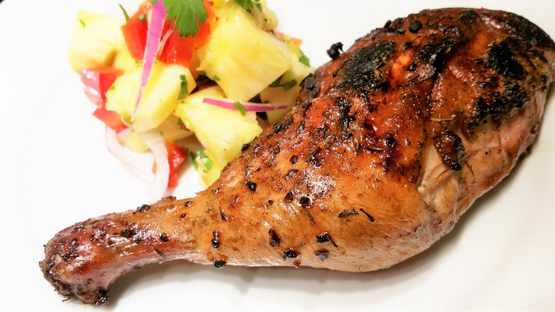 Jamaican Jerk Chicken with a Rum &amp; Lime, Pineapple Salsa | rub that Rubs