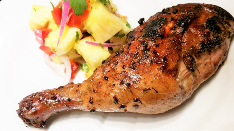 Jamaican Jerk Chicken with a Rum & Lime, Pineapple Salsa